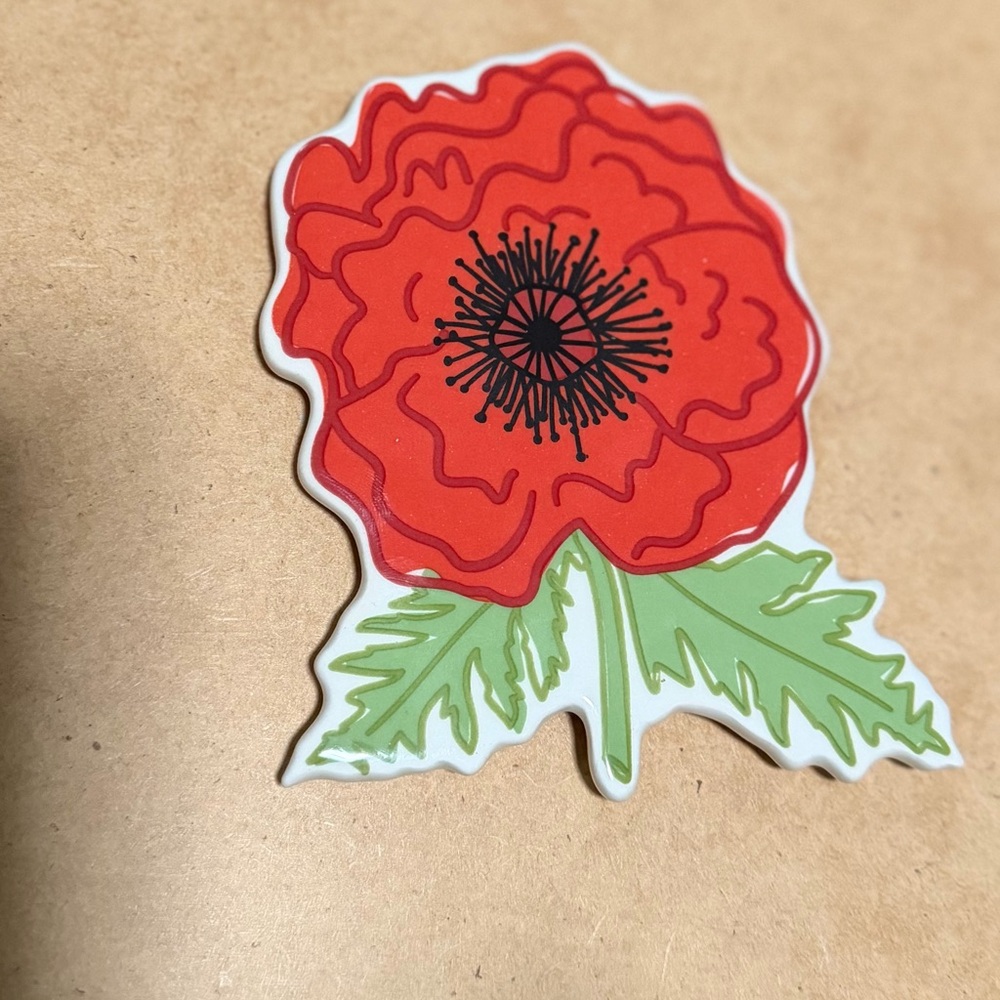 Happy Everything! by Laura Johnson Poppy Flower Ornament Red Green Black